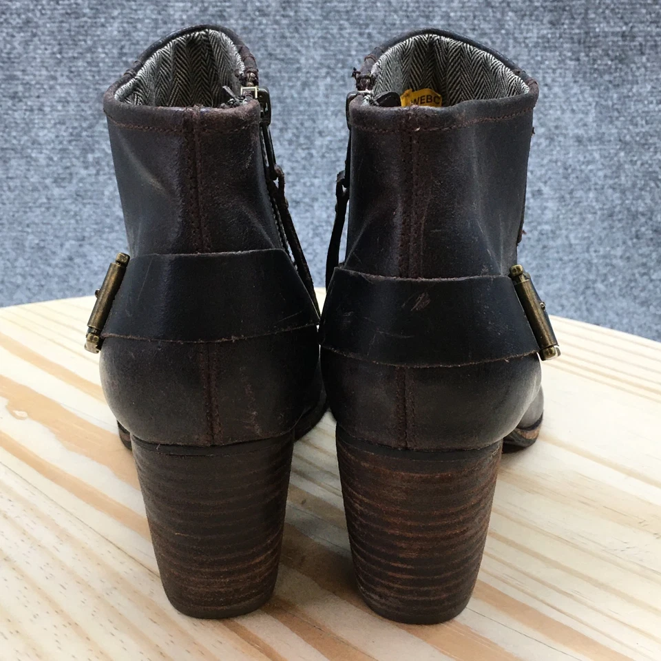 CAT Caterpillar Boots Womens 8.5 Annette Side Zip Ankle Bootie Brown Leather - Image 4 of 4