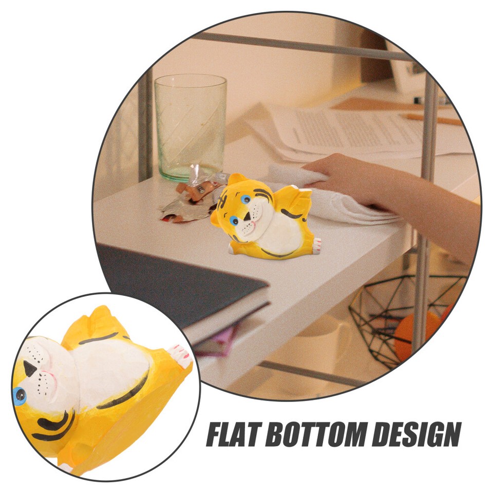 4pcs Wood Tiger Figurine Desktop Ornament Tiger Decor Tiger Figurine