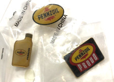 PENNZOIL pins- Lot of 3- Pennzoil Proud, large Pennzoil and Pennzoil bottle