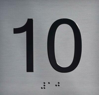 10TH Floor Elevator Jamb Plate Sign with Braille and Raised Number.....ref1020