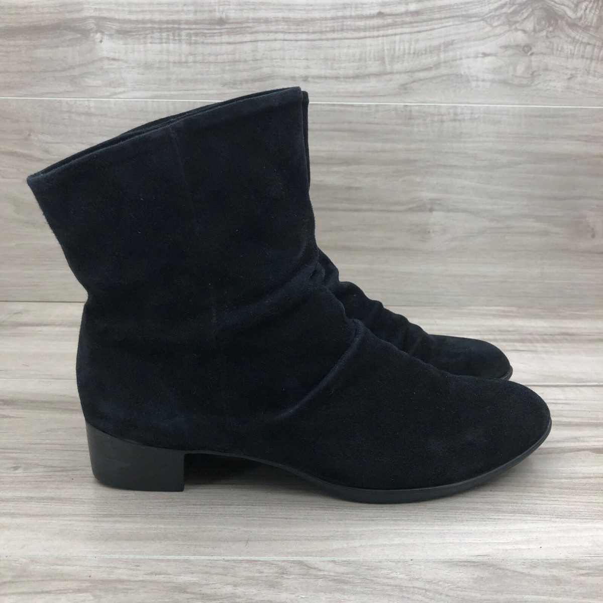 Munro Slouch Booties Womens Black Suede Leather Pull On Comfort Ankle  Boots