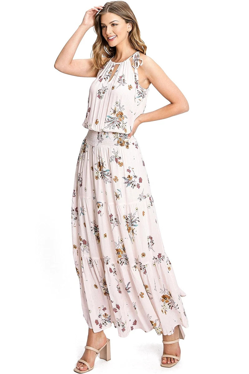 smocked waist maxi dress