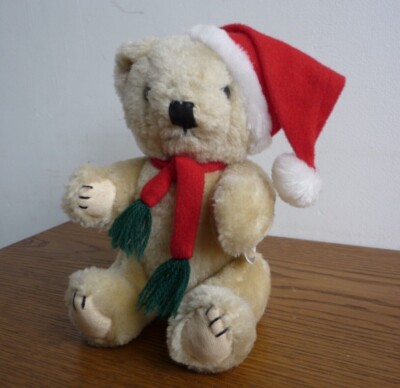 Sammlerstück Salco Teddybär mit Gelenken und Weihnachtsmütze & Schal weiches Plüschtier