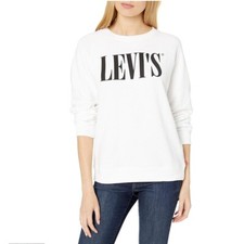Levis Womens M White Crew Neck Long Sleeve Sweatshirt NWD N19