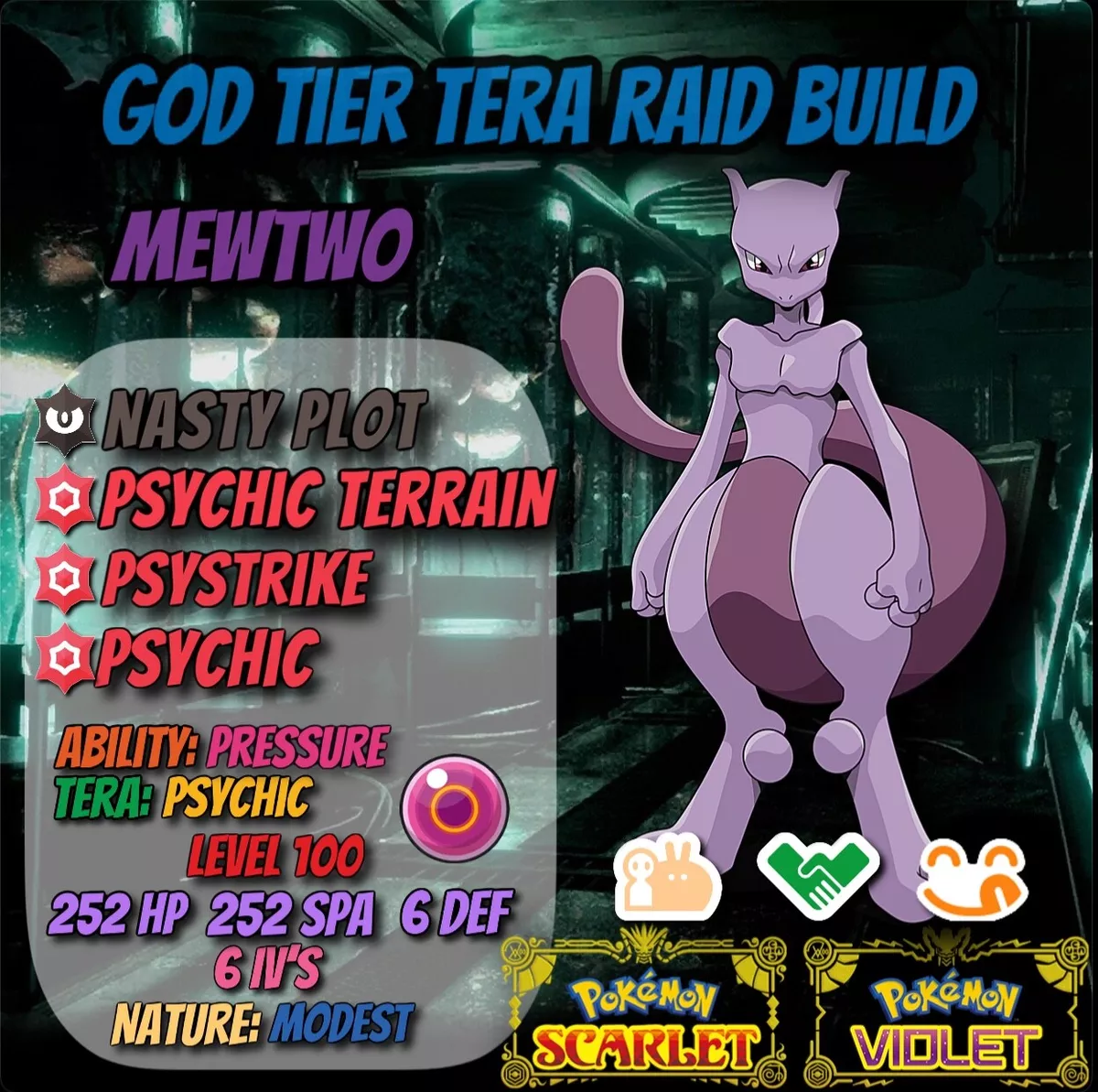 ⭐ Pokemon Scarlet and Violet ⭐ MEWTWO ⭐ ☄️ SHINY OR NON SHINY TERA RAID  BUILD ☄️