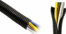 1/4" diameter X 14' ft PROTECTIVE COIL Black Loom Plastic Split cable cord wrap