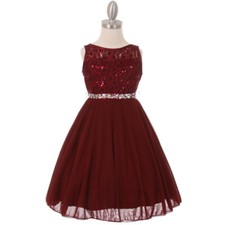 BURGUNDY Size 4 Flower Girl Dress Christmas Formal Bridesmaid Birthday Party