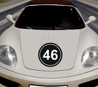 Car sticker start race rally number no circle black 46 D36 2 x stickers 20 cm