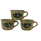 Pfaltzgraff Folk Art Stoneware Coffee Mugs Set of 3 Pottery Castle Mark USA EUC