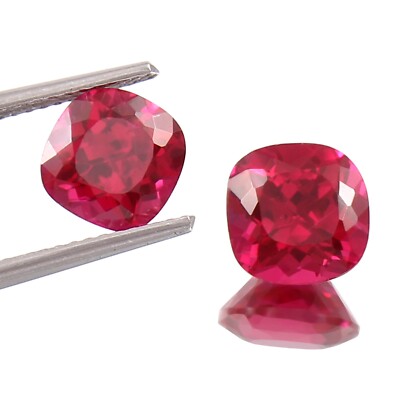 7x7 MM - Fine Quality Mozambique Ruby Loose Cushion Gemstone Cut Matching Pair