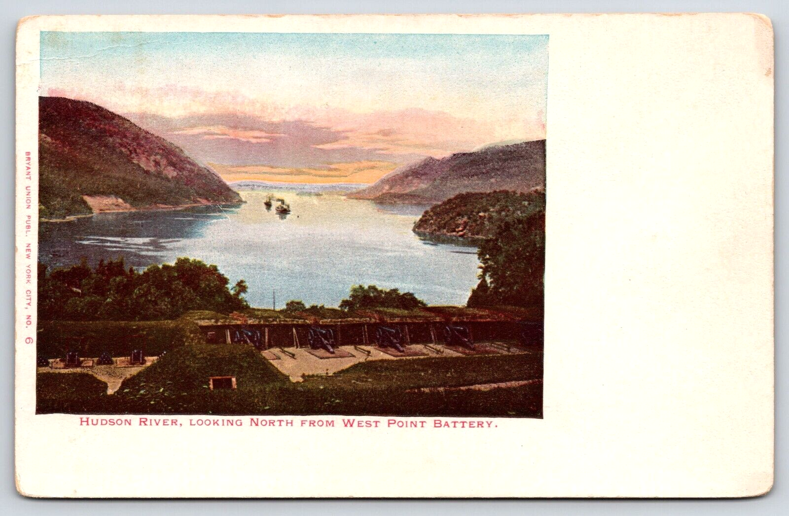 VINTAGE OLD ANTIQUE POSTCARD HUDSON RIVER WEST POINT BATTERY WEST POINT NEW YORK