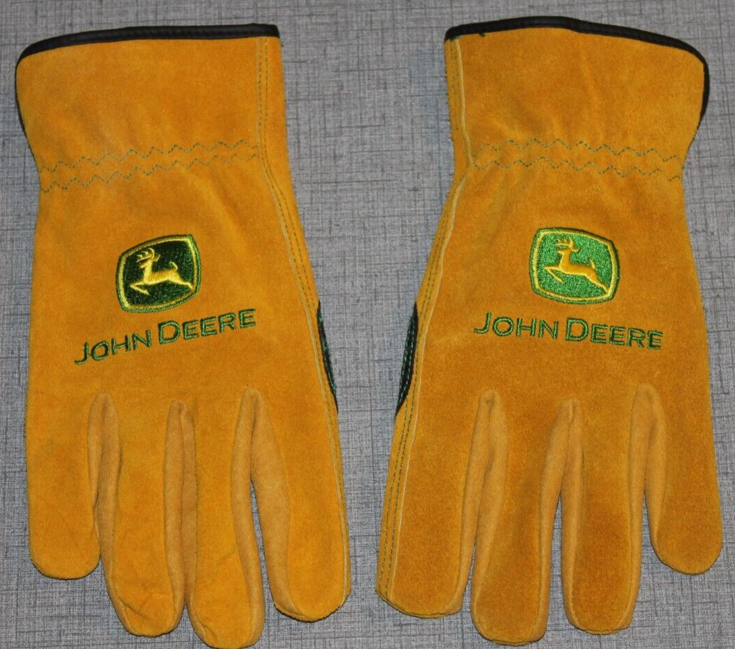 John Deere Mens Suede Leather Work Gloves Medium Gem