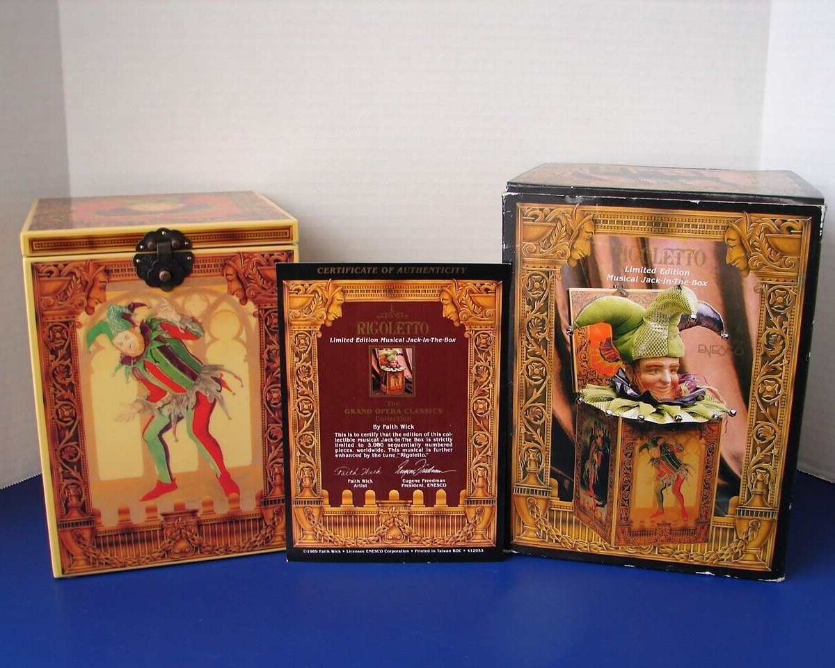 1989 Enesco Grand Opera Rigoletto Ltd Ed Musical Jack in Box W/COA
