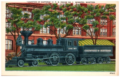 Countess of Dufferin Train C P R Engine #1 Winnipeg Manitoba Vintage Postcard