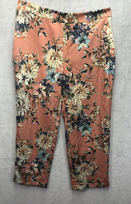 Zara Basic Collection Women's Dress Pants Size XL Coral Floral