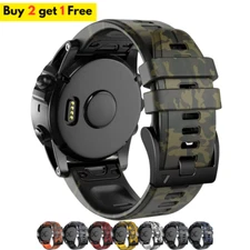 QuickFit 22mm 26mm Camouflage Silicone Strap For Garmin Fenix 8X 7X 7 Plus Epix