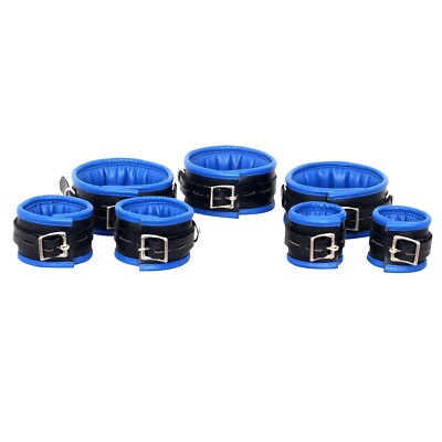 Real Leather Soft Padded Collar Cuffs Wrist Hand Ankle Restraints Bondage