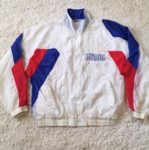 red white and blue puma windbreaker