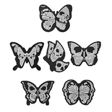 6 Pcs Skull Butterfly Patches Embroidered Iron On/Sew On Gothic Style Applique