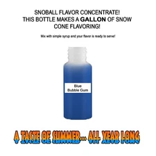 BLUE BUBBLE GUM MIX Snow CONE/SHAVED ICE Flavor GALLON CONCENTRATE #1 FLAVOR