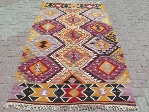"Alfombra de Anatolia, decoración del hogar, alfombra de área, alfombra boho, alfombra de entrada, hecha a mano Kilim 54""x87" - Imagen 1 de 15
