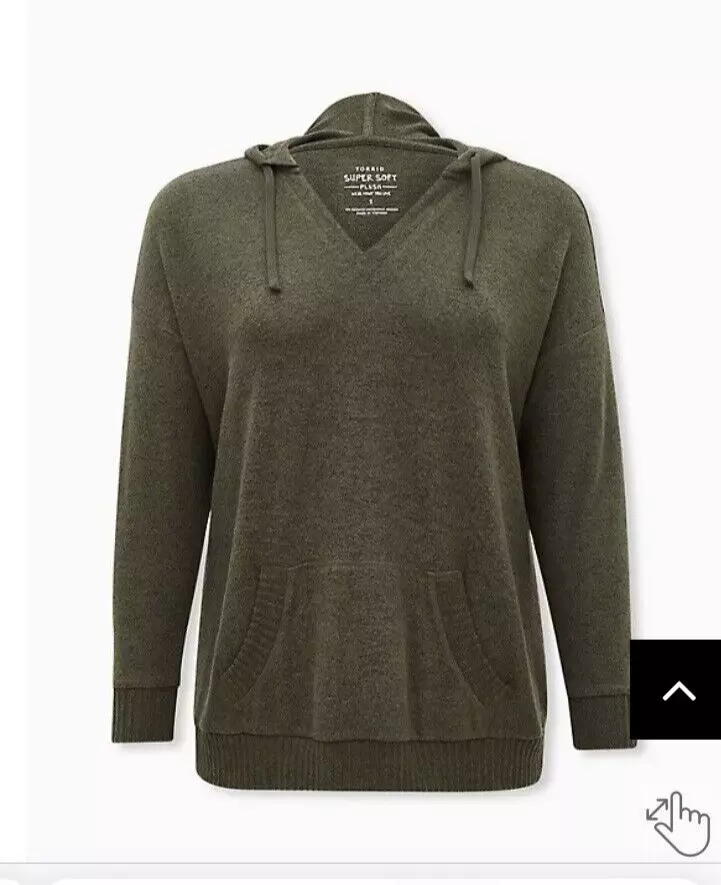 Torrid Super Soft Plush Green Pullover Hoodie Pouch Pocket Sweater
