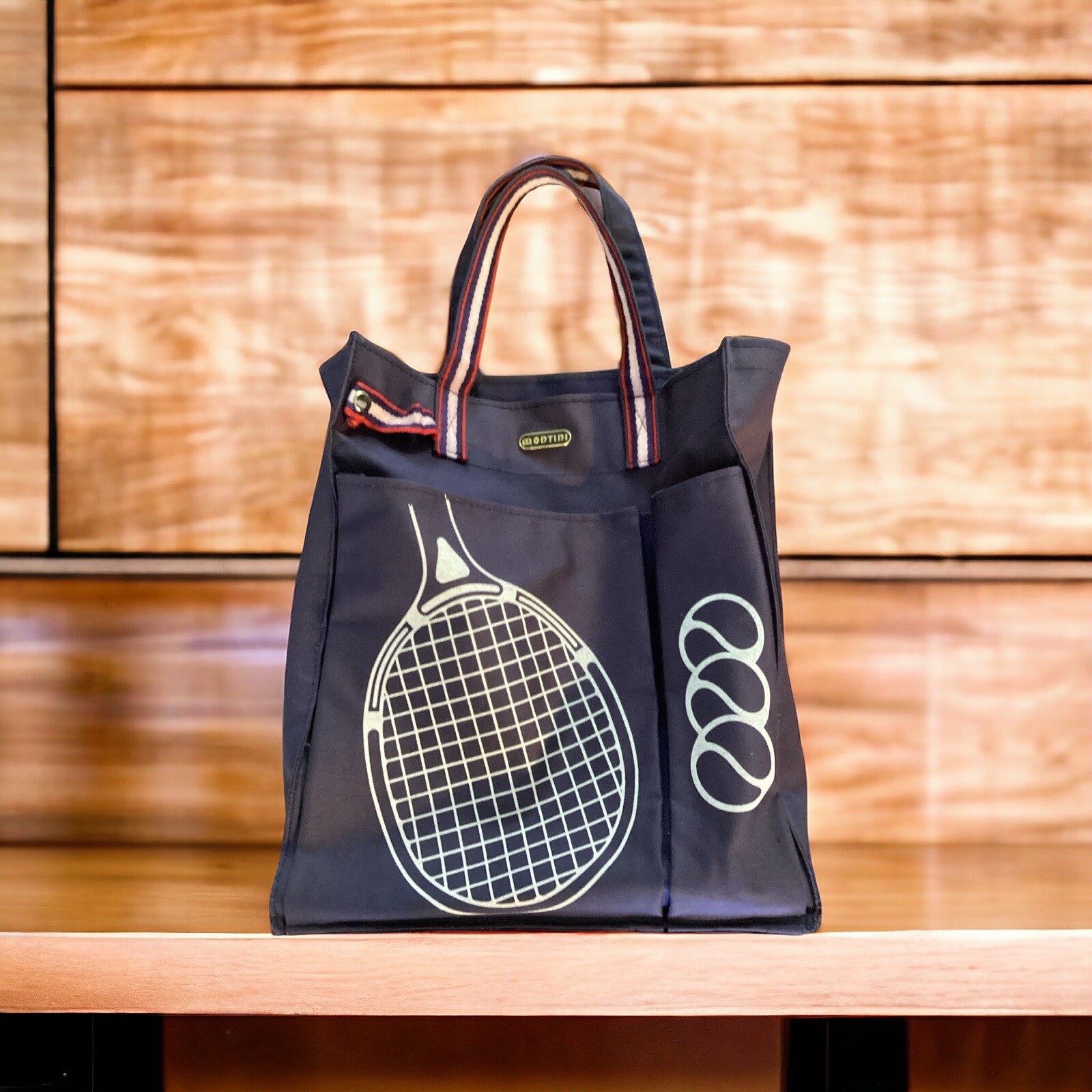 Montini Tennis Bag Raquet And Ball Pockets Retro Canvas Graphic Of Raquet