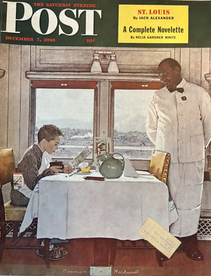 #ad 1947 Norman Rockwell SEP Vintage Full Magazine December 7 Train Waiter $180.00