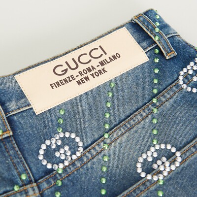 GUCCI 3200$ Blue Jeans - GG Crystal Embroidery | eBay