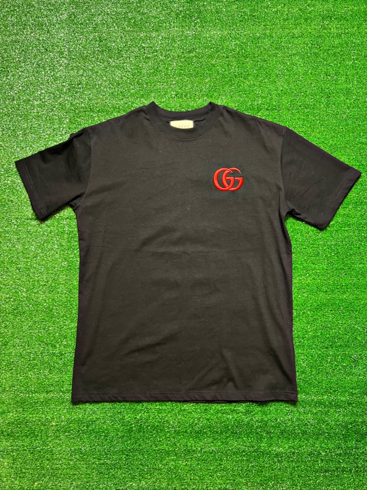 MEN'S GUCCI RED EMBROIDERED GG BLACK TSHIRT SIZE LARGE eBay