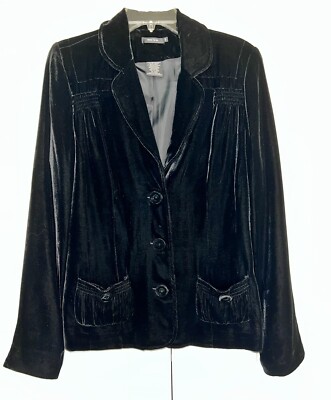 NEVA Black Velvet Jacket Ruched Size 9 - High Fashion