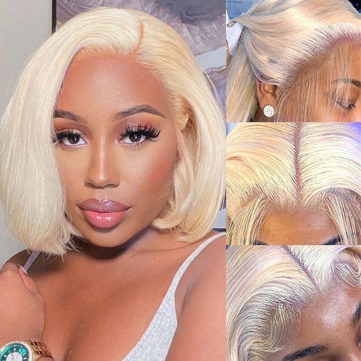 Blonde wispy 613 short bob wig 2020 Wig Color 613 Blonde Straight Hair Short Bob Wigs | Tinashe Hair main image 4