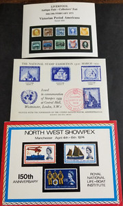 U.K.- Little but nice lot of 3 Souvenir Sheets +Sussex Cafe & Car Park Card/Map