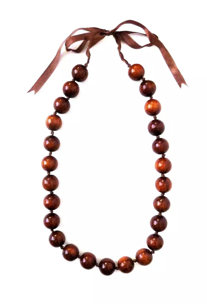 Hawaiian koa wood bead necklace sale