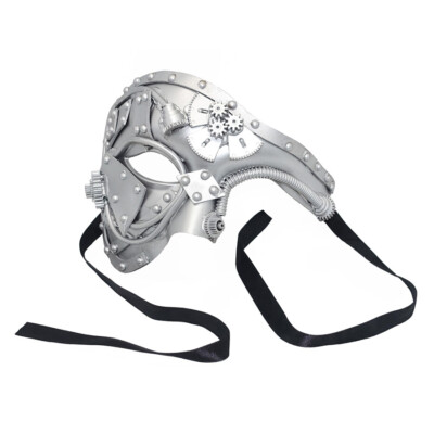 STEAMPUNK MASKE SILBER Karneval Halloween Kostüm Halbmaske Deko Wave Gothik Fest
