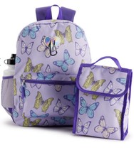 Kids Colorful Butterfly Print 6-Piece Backpack Set NWT