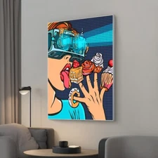 3D Glasses Pop Art Woman Canvas Unframed Print Art