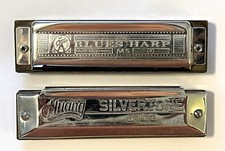 Lot of 2 VTG Harmonicas - Silvertone Huang Deluxe, Hohner Blues Harp MS
