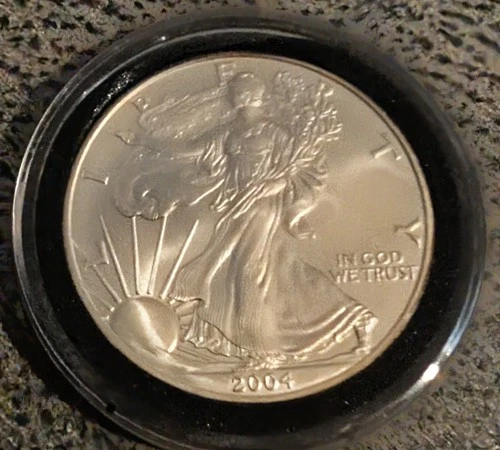 2004 Uncirculated American Silver Eagle US Mint Issue 1oz Pure ASE Encapsulated