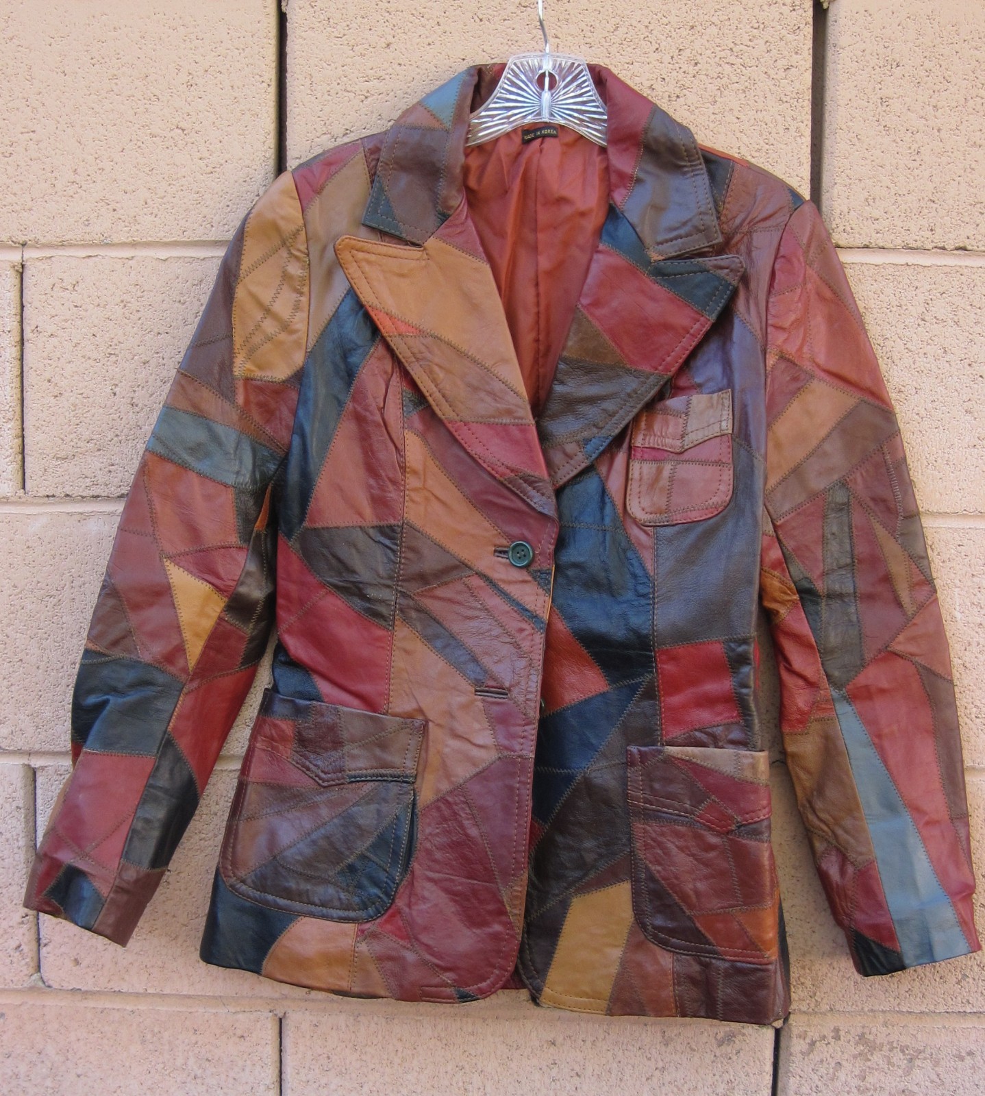 Vintage 70's LEATHER PATCHWORK JACKET Boho Hippy … - image 2