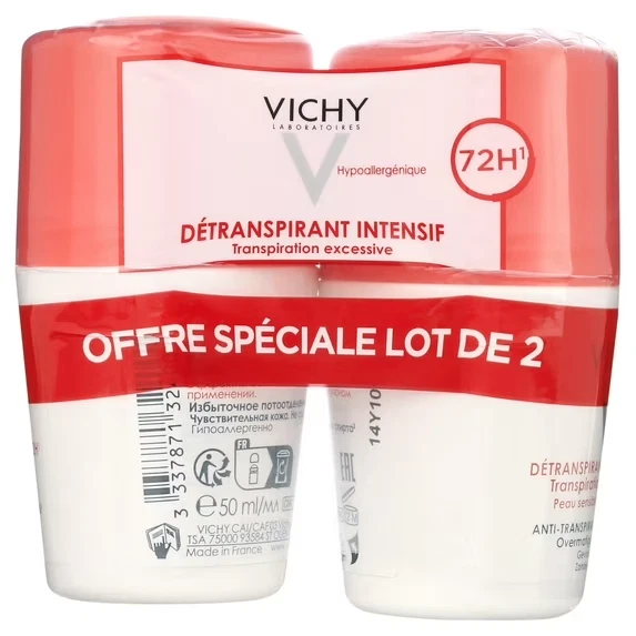 VICHY Desodorante Intensivo Roll On Antitranspirante 72H Resistente al Estrés - 2X50ml Foto 2 de 4
