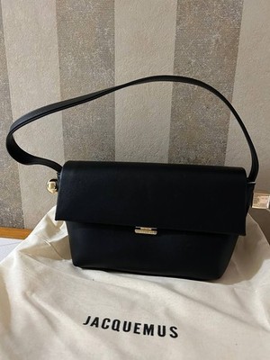 Jacquemus Le Rond Carre Black Leather Shoulder bag