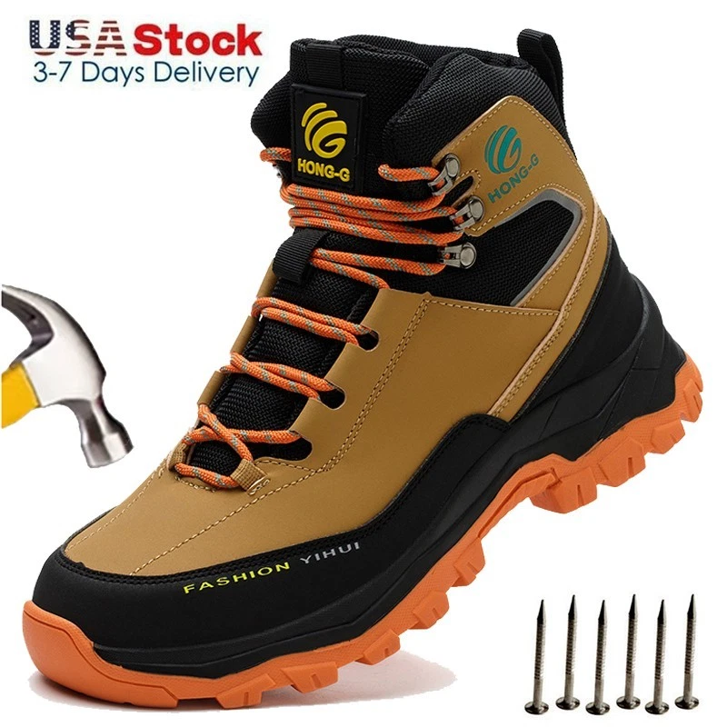 Safety Steel Toe Boots for Men Waterproof Safety Shoes for Outdoor Work & Hiking