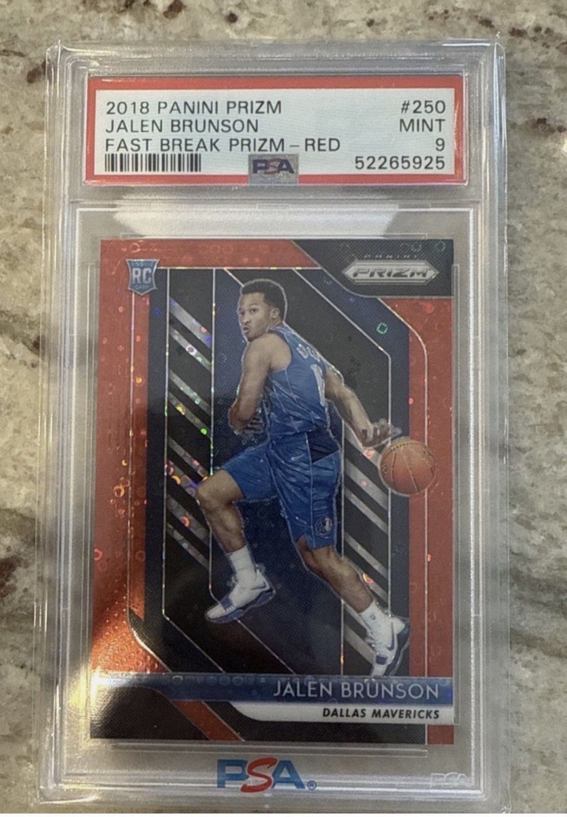2018 Panini Prizm #250 Jalen Brunson Fast Break Prizm Red Rookie RC /125 PSA 9