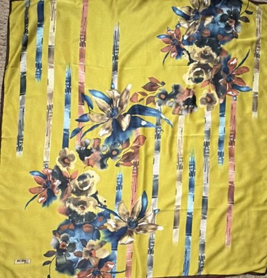 KRC Sport Yellow Blue Brown Multicolor Floral Scarf for Women Flower Theme