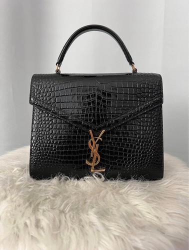 NEW Yves Saint Laurent Cassandra Top Handle Bag In Croc Embossed Leather Medium 