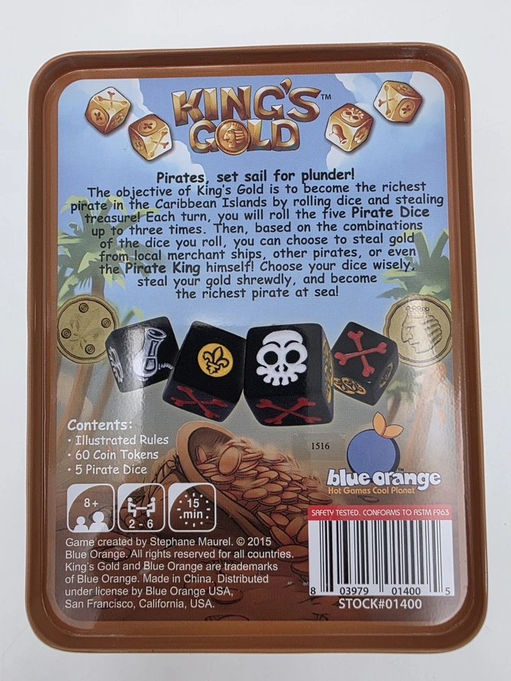 King's Gold Pirate Dice Game Blue Orange Complete - Image 2 of 4