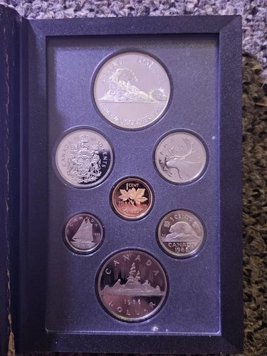 1986 royal canadian mint proof set - 50% silver dollar