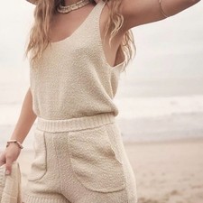 Free People Beach Declan Sweater Romper Cream Medium
