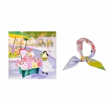 Designer Scarf Silk- Floral oil painting on matte satin